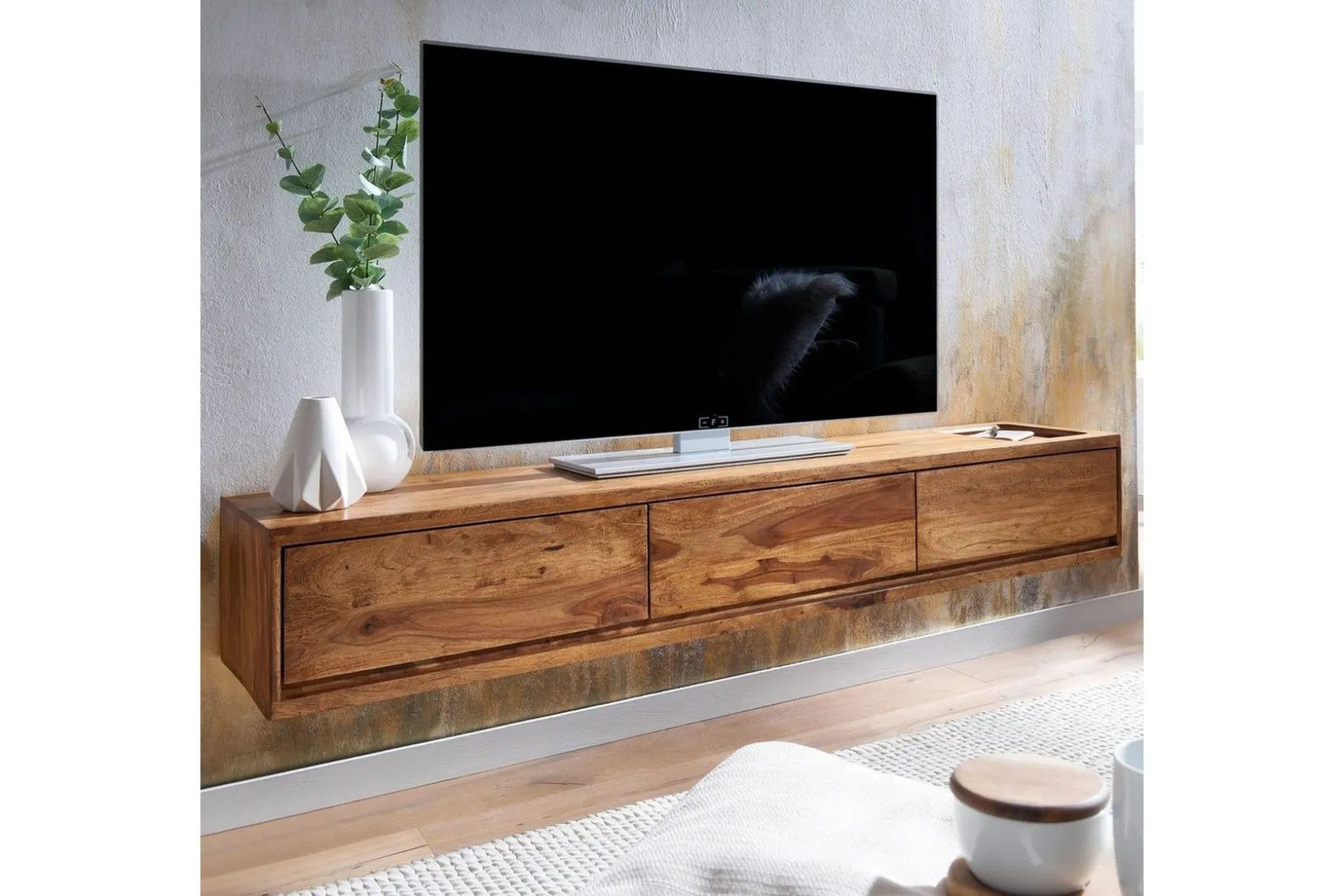 Lavbord Wohnling Massivt treoppheng med 3 skuffer, landlig stil