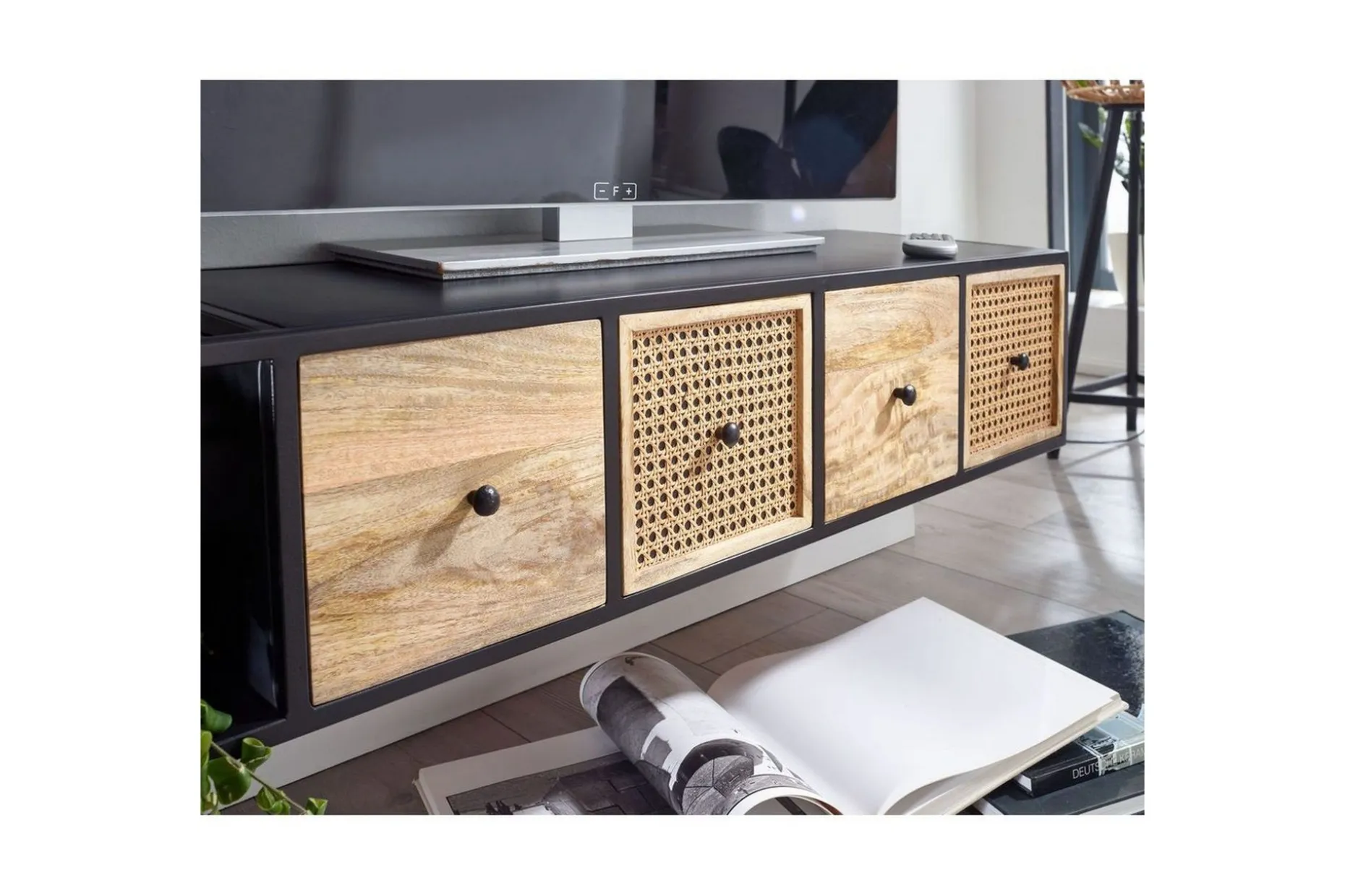 Lavbord Wohnling Metall Hengende med 3 Skuffer i Massivt Tre Industriell