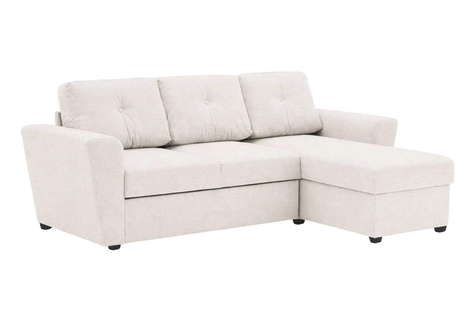 Leia 3-seters vendbar sovesofa med sjeselong og oppbevaring
