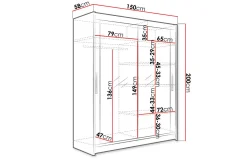 Leila Garderobe 150 cm Skyvedører Speil