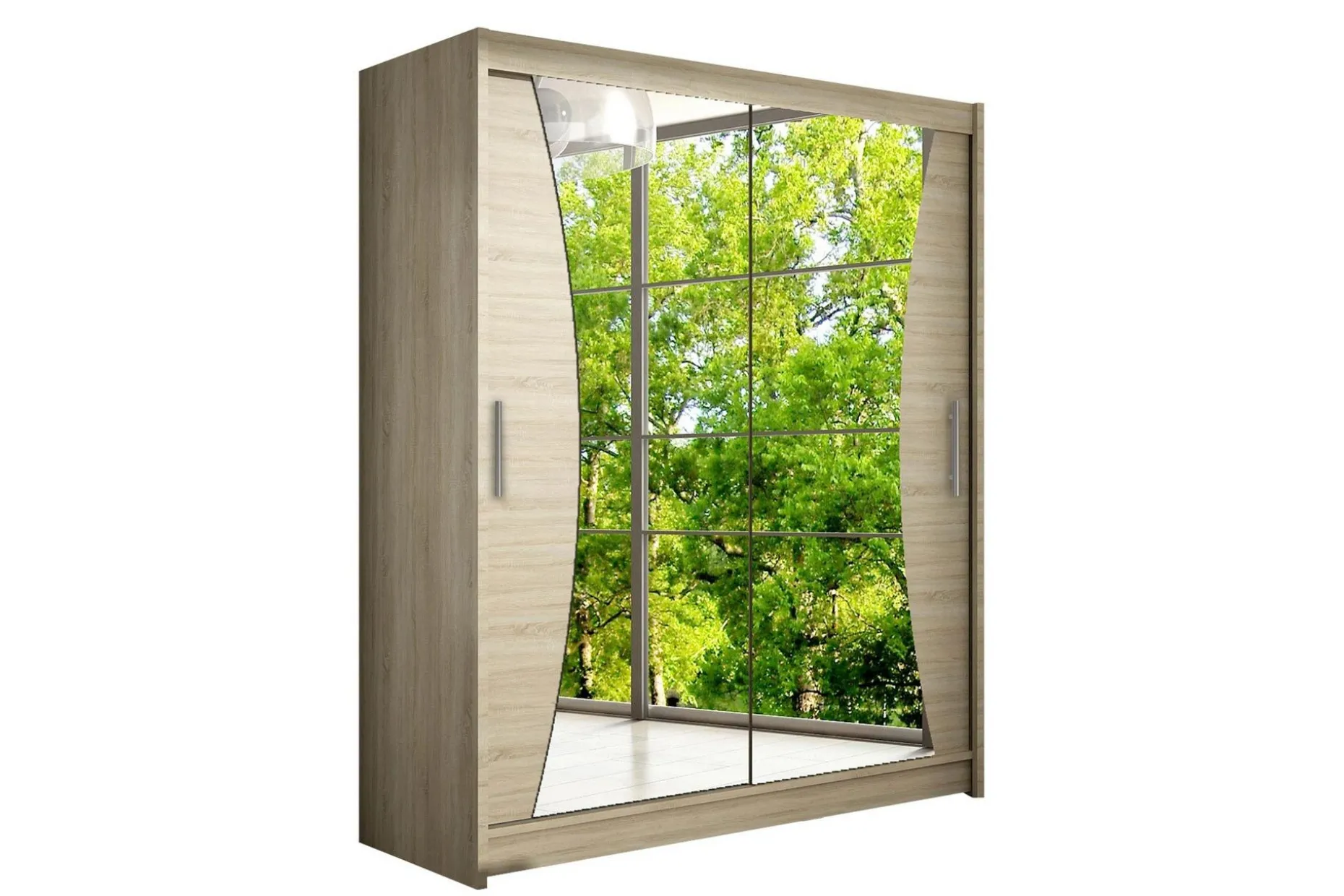 Leila Garderobe 150 cm Skyvedører Buet Speil