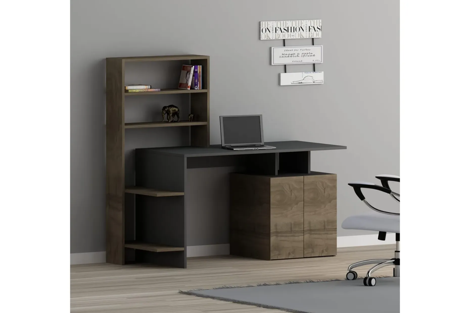 Leluard Skrivebord 146 cm med Oppbevaringshyller + Skap