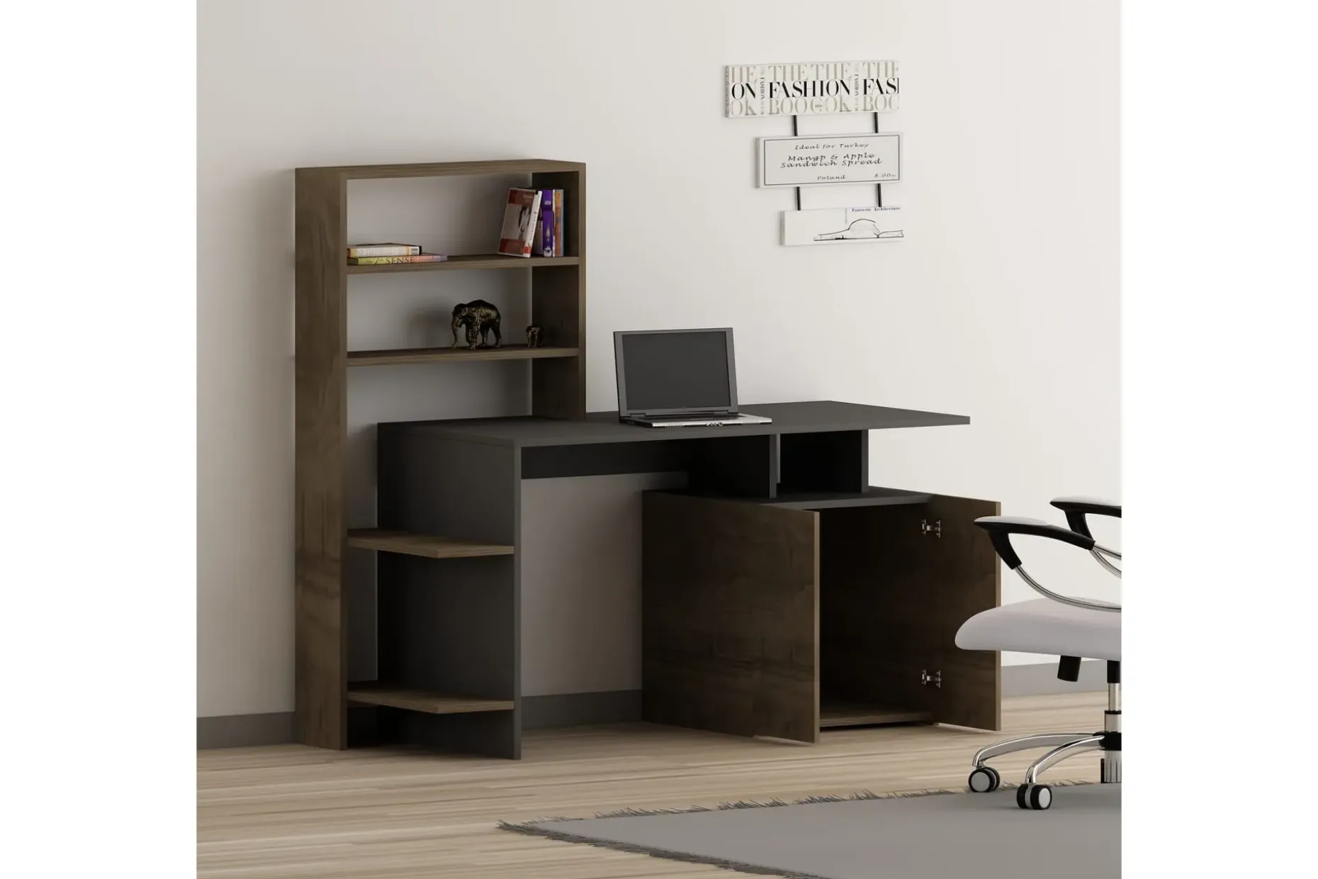 Leluard Skrivebord 146 cm med Oppbevaringshyller + Skap