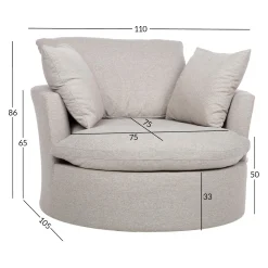Lenestol HOME4YOU Fluffy svingbar 110x105x65/86 cm Lys grå