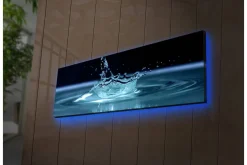 Lerretsbilde med LED-belysning 30x90 cm - Vannsprut som skaper en elegant krusning på overflaten