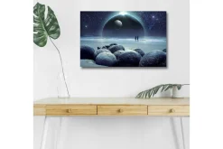 Lerretsbilde med LED-belysning 90x30 cm - Storslått klokketårn med detaljert arkitektur