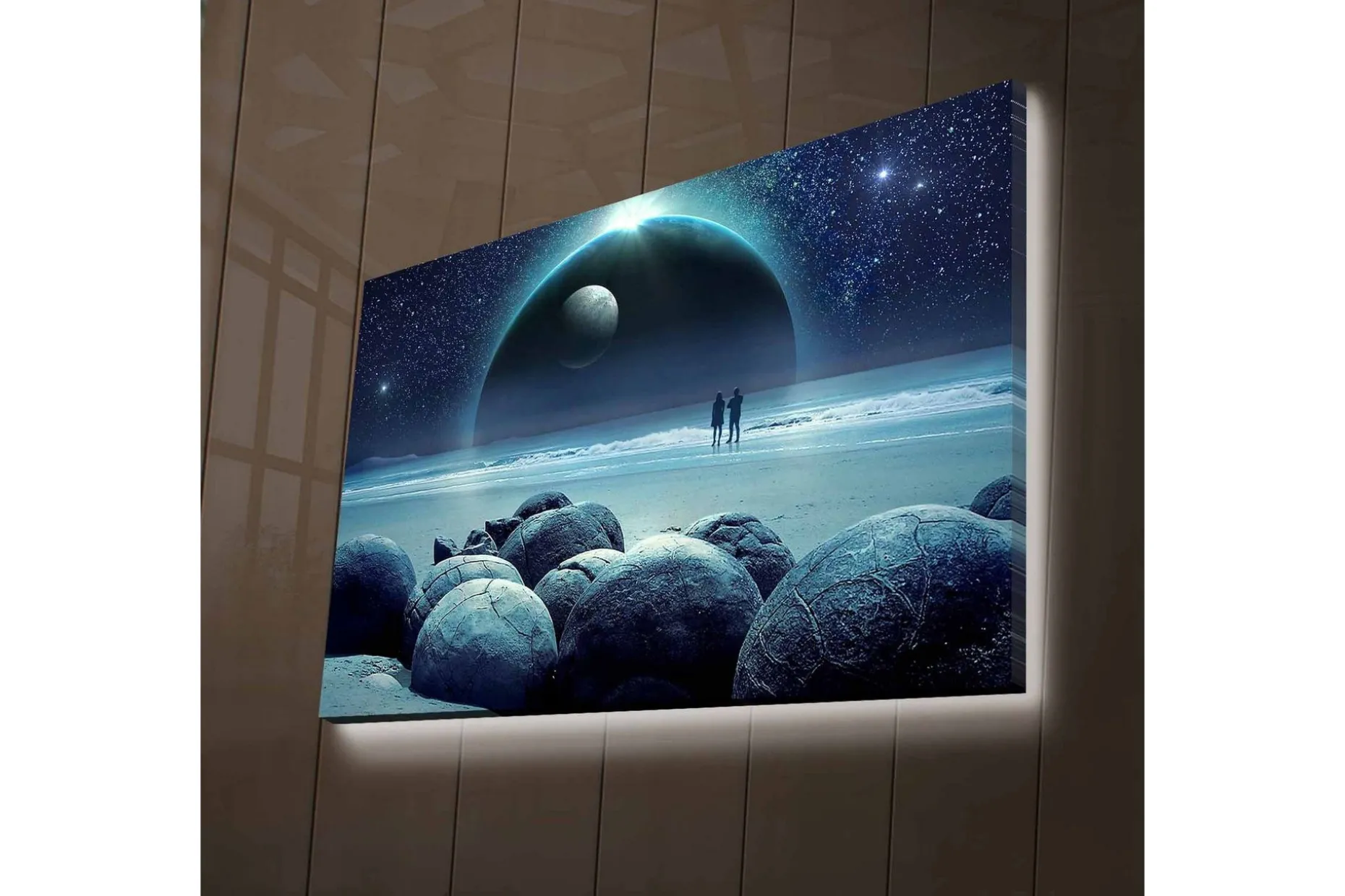 Lerretsbilde med LED-belysning 90x30 cm - Storslått klokketårn med detaljert arkitektur