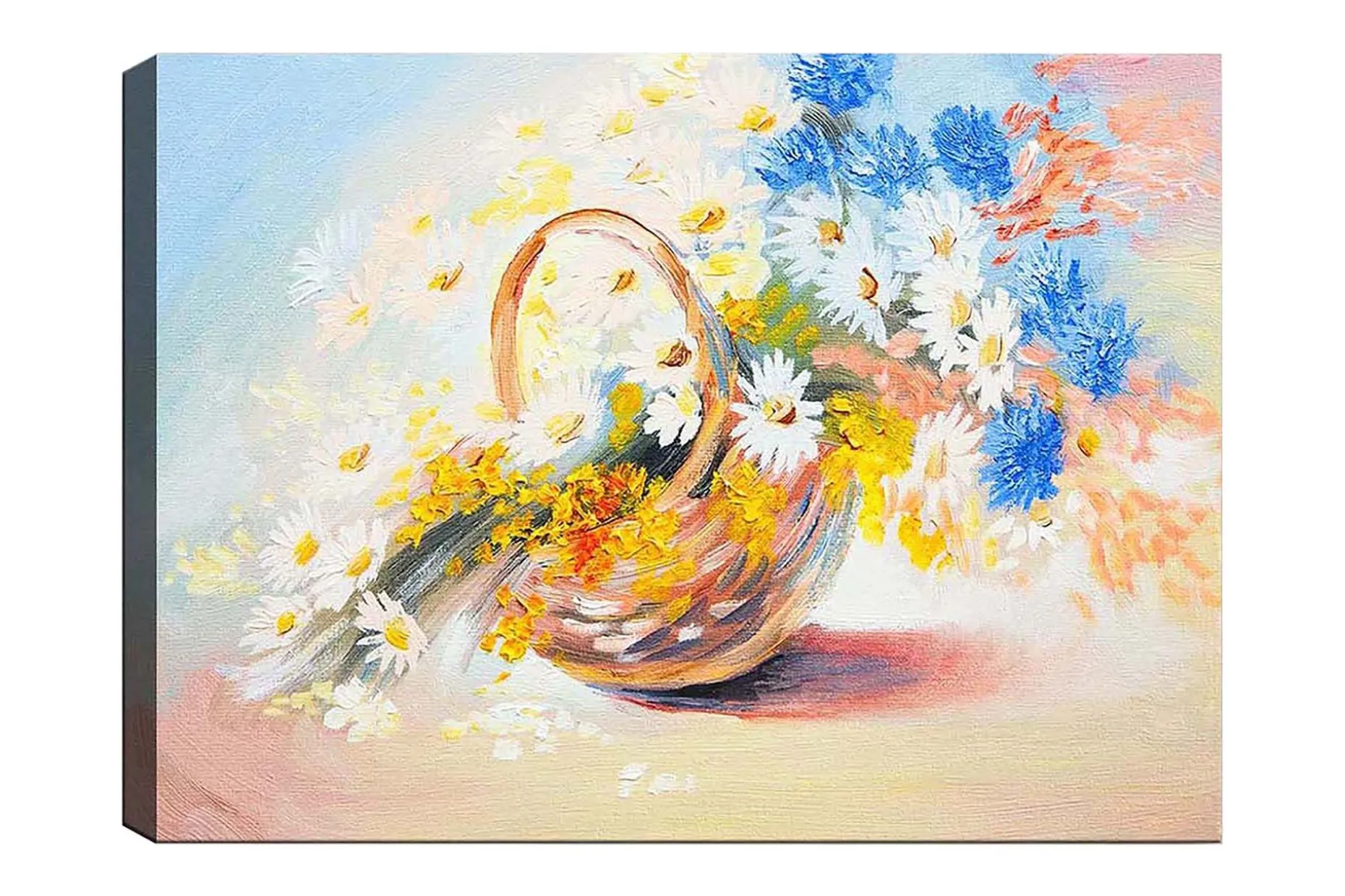 Lerretsbilde 70x100 cm - Kurv fylt med fargerike blomster