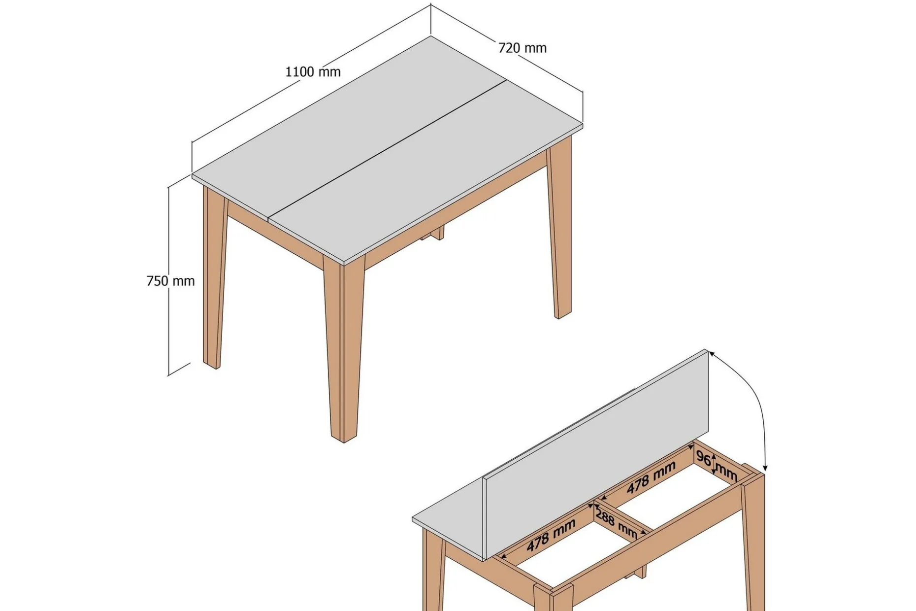 Levents Spisebord 110x72 cm Brun/Hvit