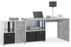 Lexo Hjørneskrivebord 136 cm med Justerbar Hylla