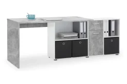 Lexo Hjørneskrivebord 136 cm med Justerbar Hylla