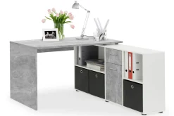 Lexo Hjørneskrivebord 136 cm med Justerbar Hylla