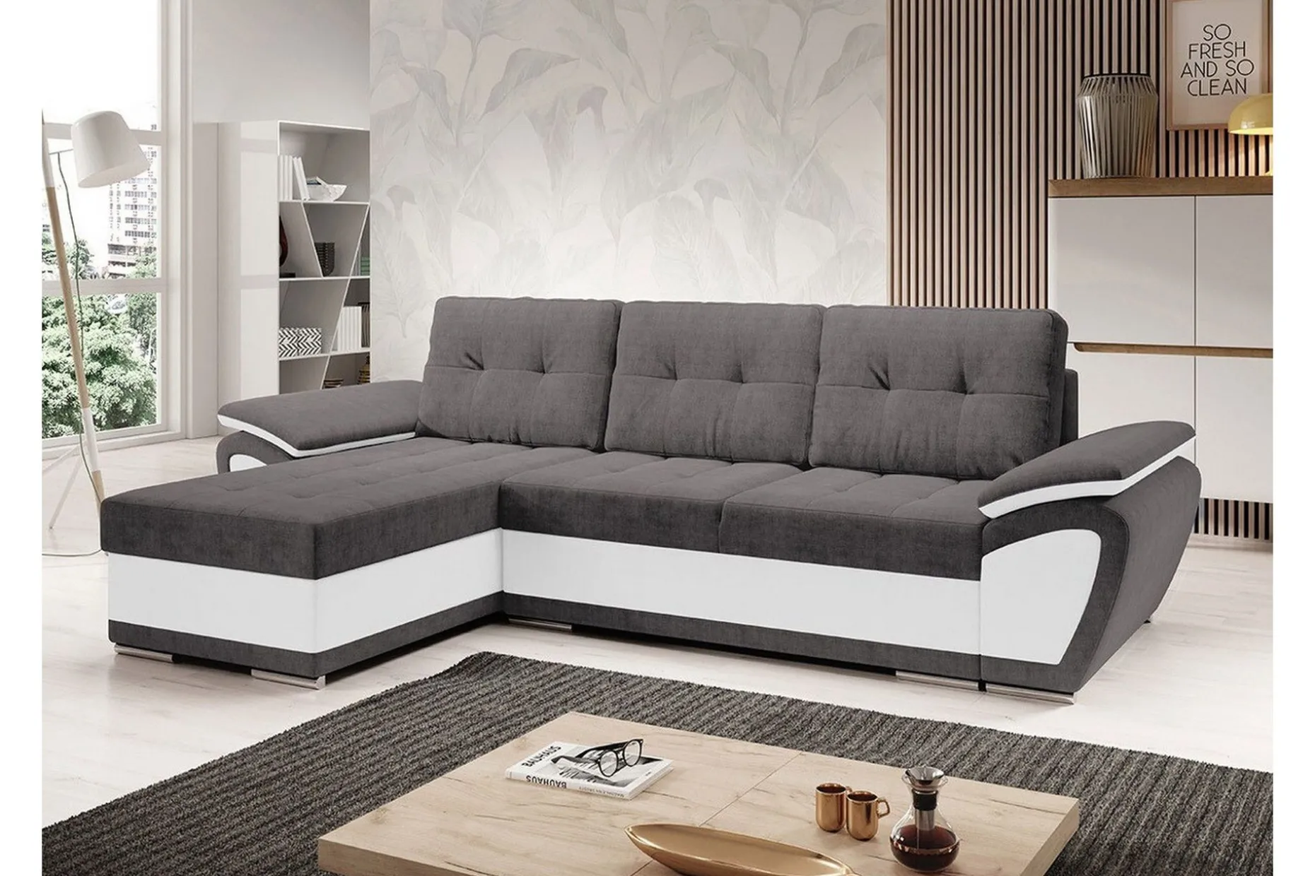 Listowel 3-sits Hörnbäddsoffa White