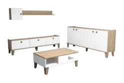 Living Room Furniture Set Eik|Hvit