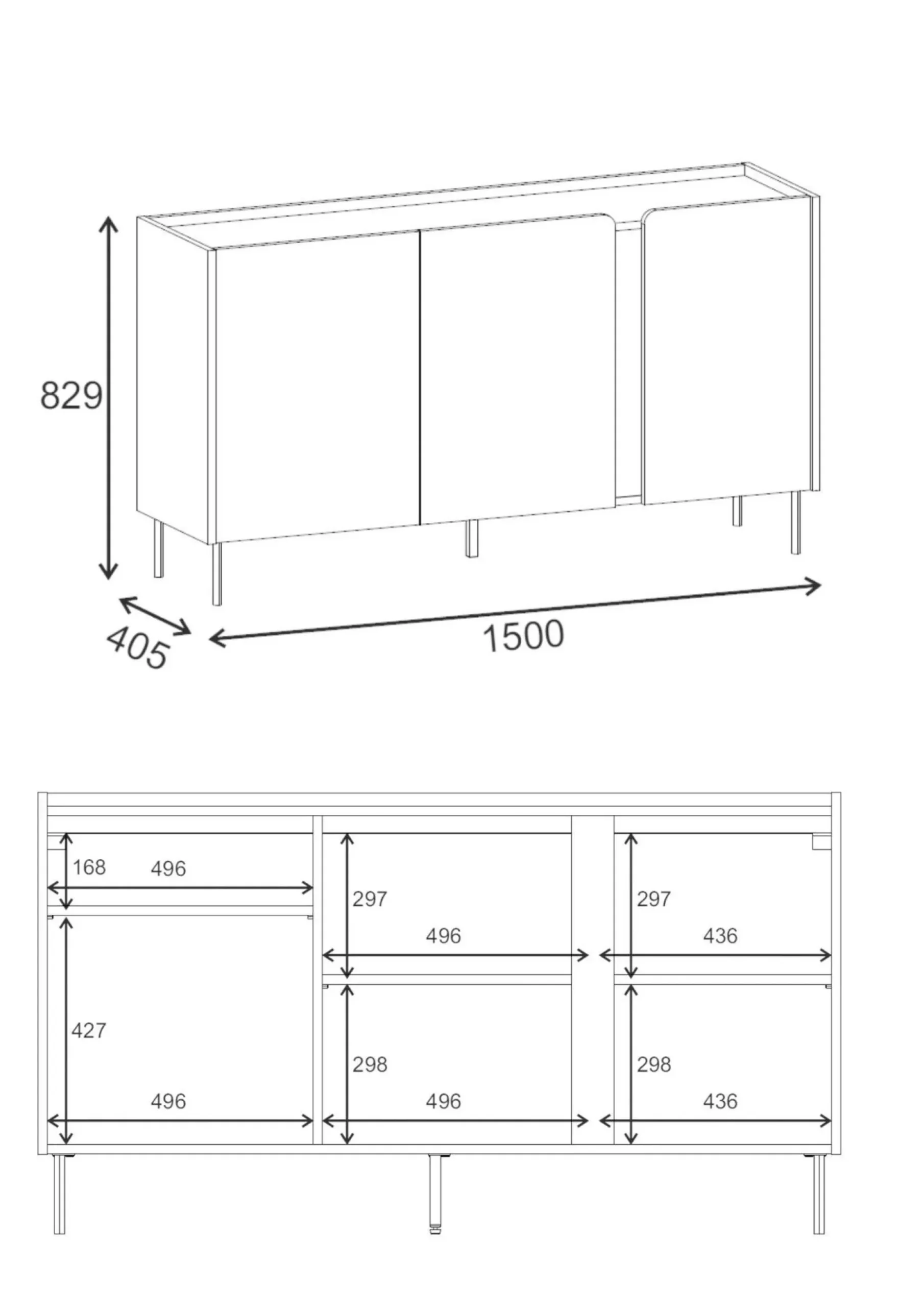 Lomar Konsoll 150x82,9x40,5 cm