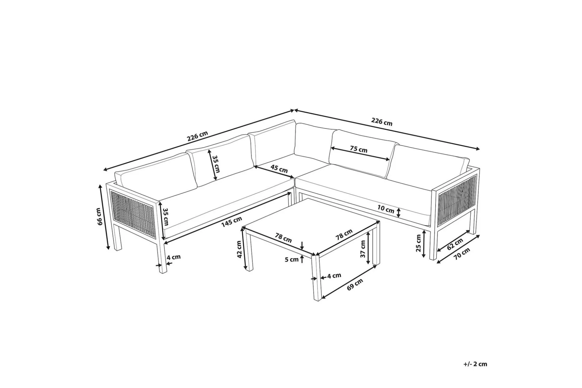 Loungegruppe Hvit/ brun BORELLO