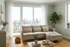 Lovis 3-seters sofa med vendbar sjeselong i stoff