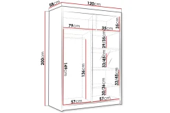 Lungos Garderobe med Speil 120x200 cm