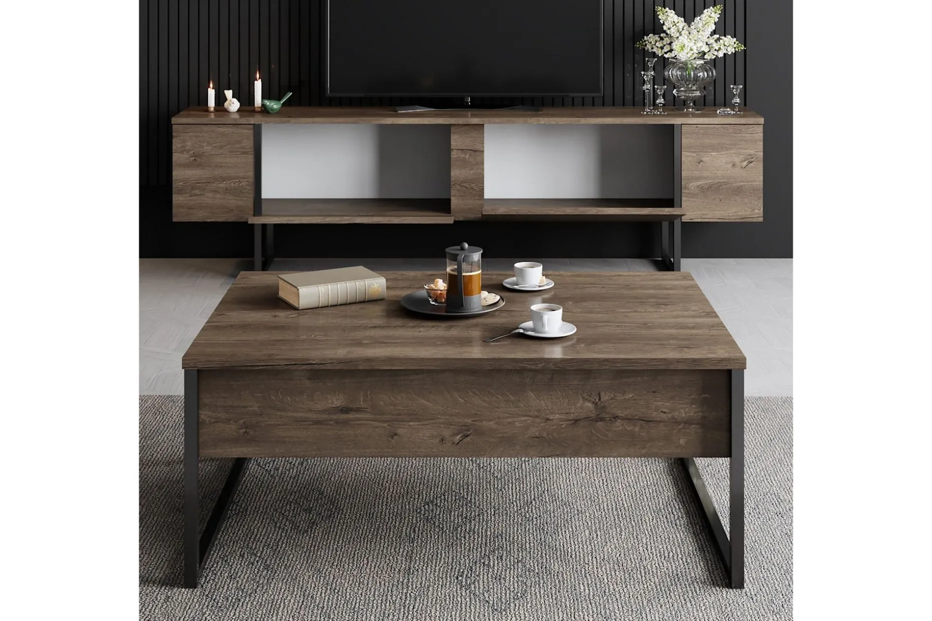 Luxe TV-benk med Oppbevaring 180x50 cm