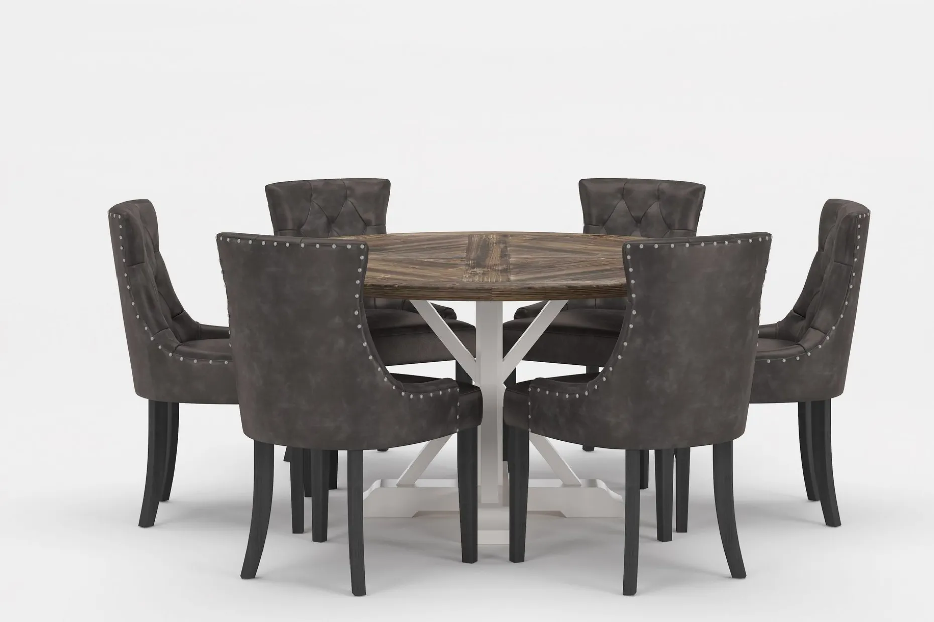 Lyon Premium Spisegruppe Rund 150 cm+6 stk Tuva Spisestoler
