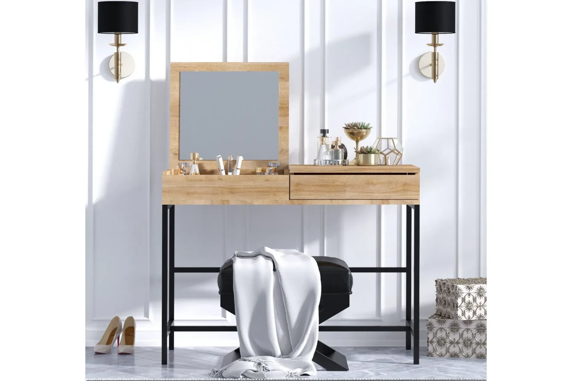 Make-up Table Eik|Svart