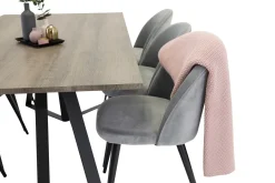 Marina Spisegruppe 180 cm Rektangulært med 6 Velvet Fløyel Spisestoler
