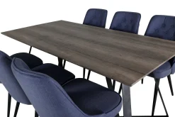 Marina Spisegruppe 180 cm Rektangulær med 6 Velvet Stoler