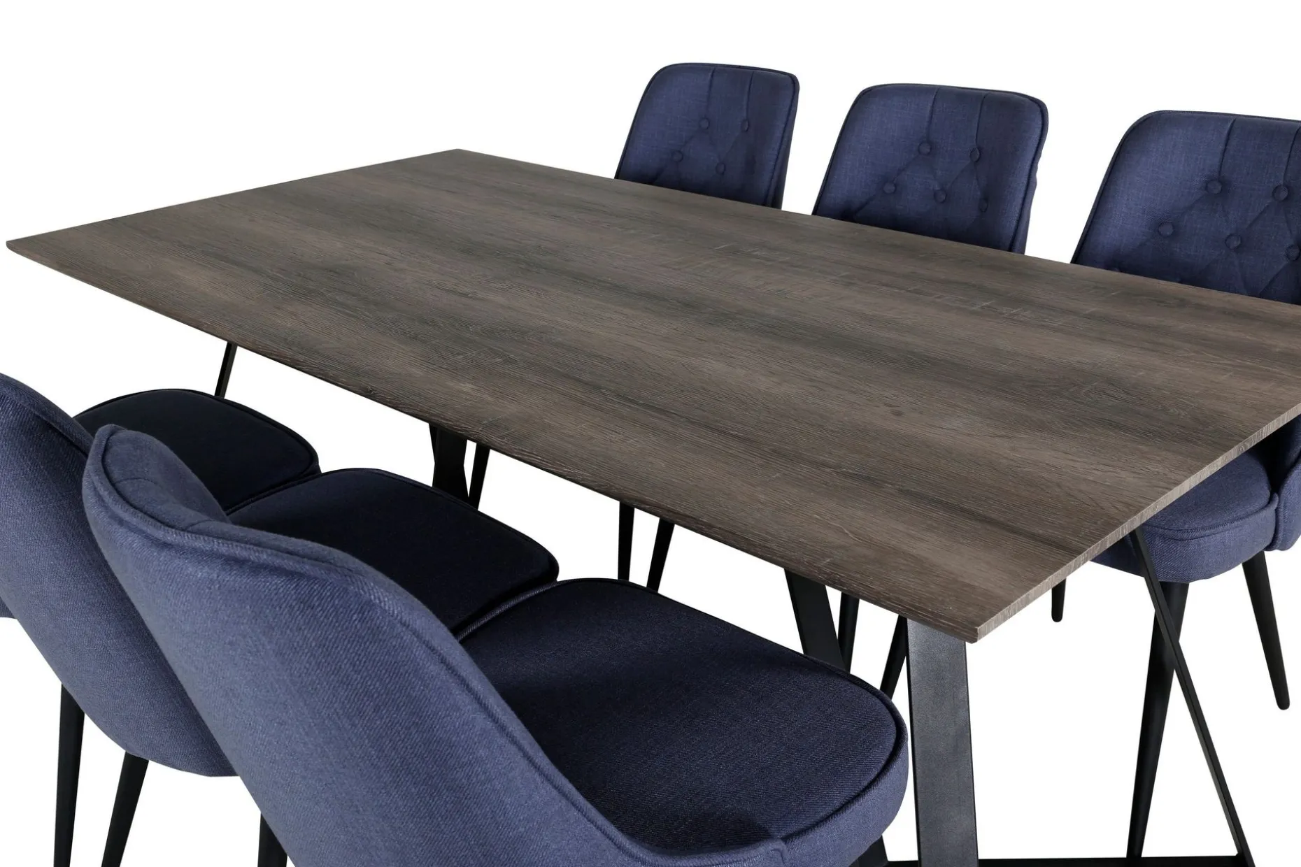 Marina Spisegruppe 180 cm Rektangulær med 6 Velvet Stoler