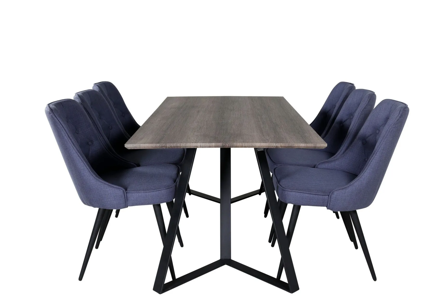 Marina Spisegruppe 180 cm Rektangulær med 6 Velvet Stoler