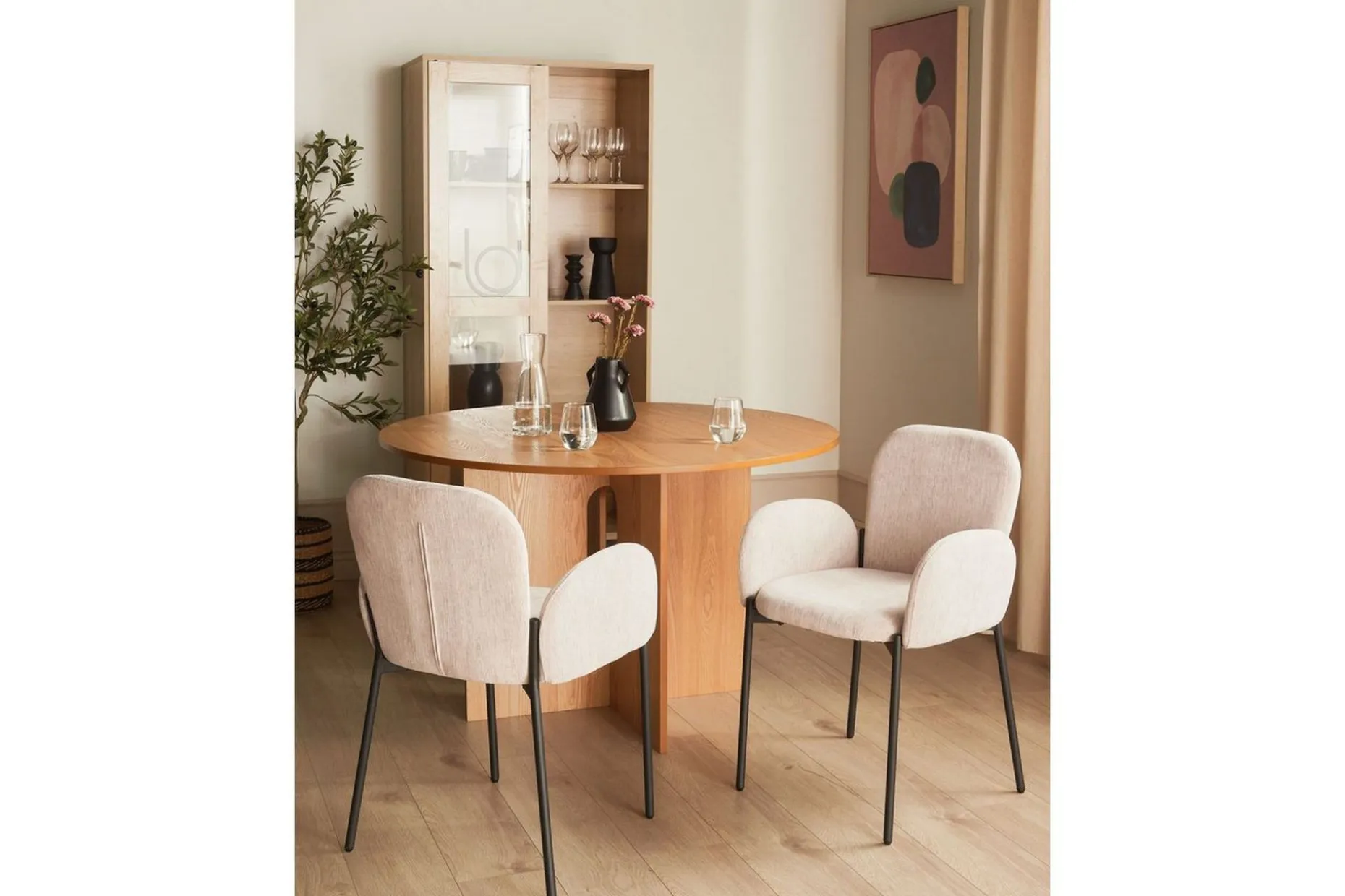 Matsalsstol Beliani Albee set om 2 Beige
