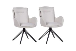 Matsalsstol Beliani Avelar set om 2 Beige-Svart Ljusbeige