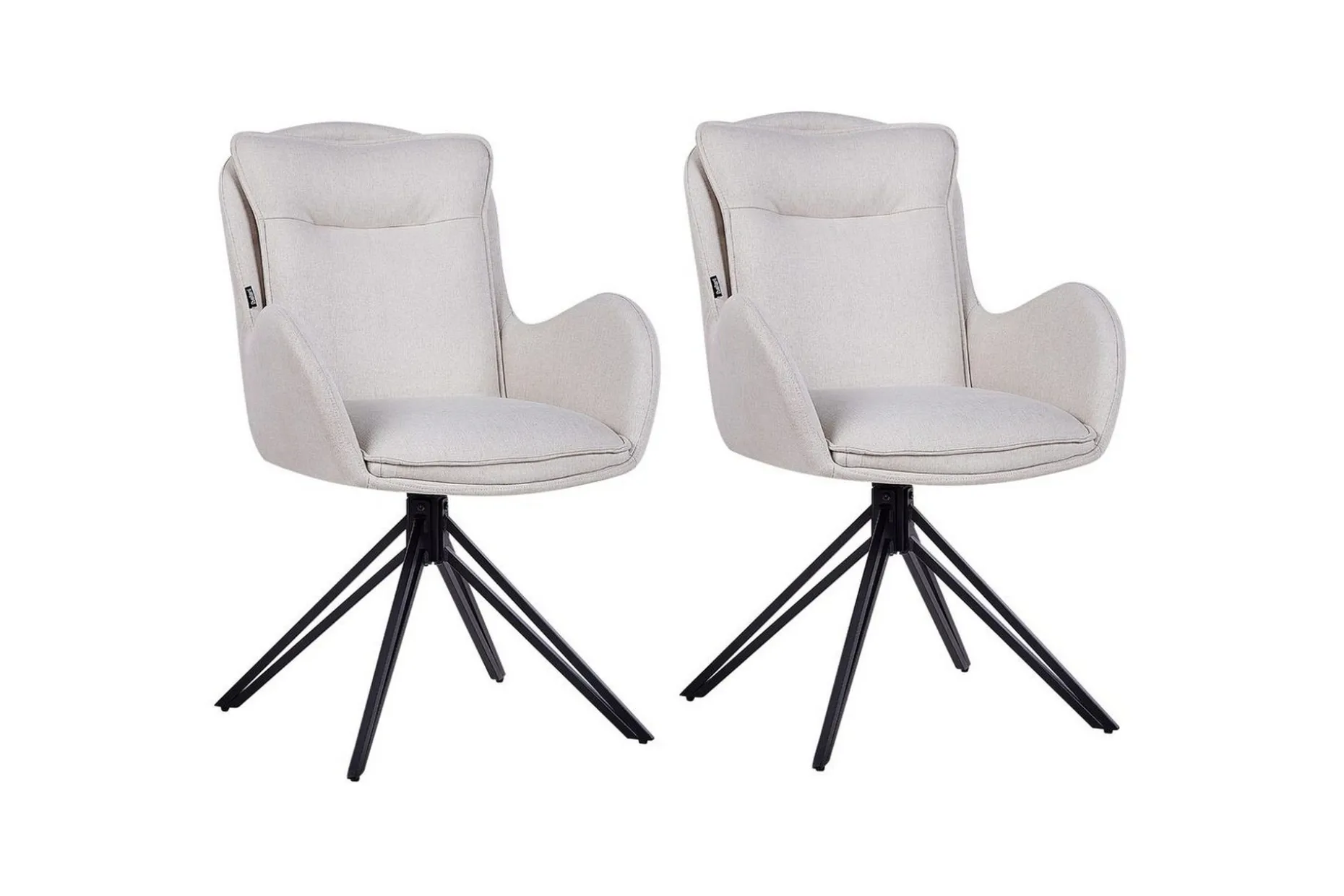 Matsalsstol Beliani Avelar set om 2 Beige-Svart Ljusbeige