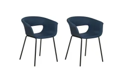 Matsalsstol Beliani Elma set om 2 Blå-Svart Dark blue