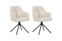 Matsalsstol Beliani Mira set om 2 Beige-Svart Beige