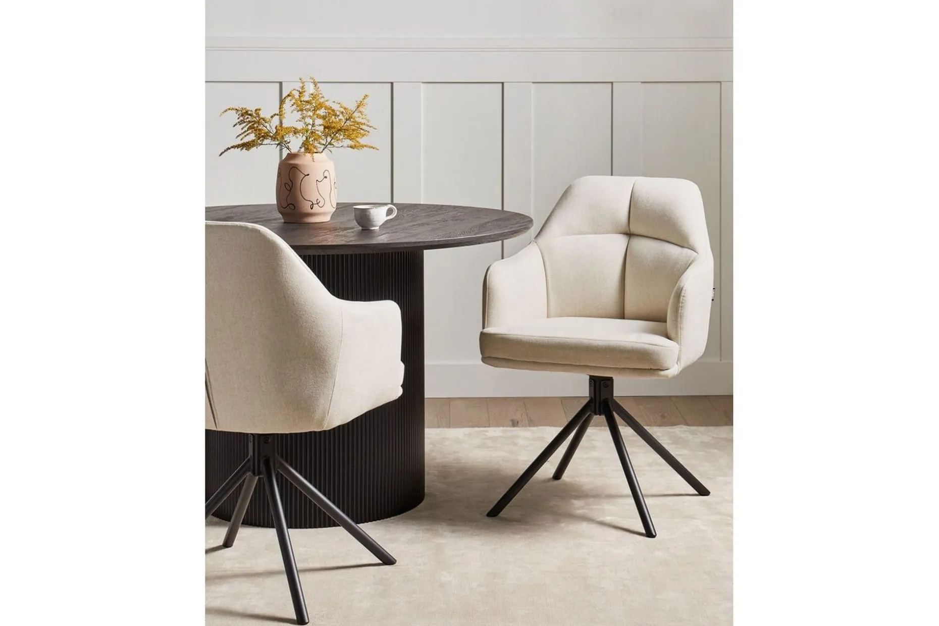 Matsalsstol Beliani Mira set om 2 Beige-Svart Beige