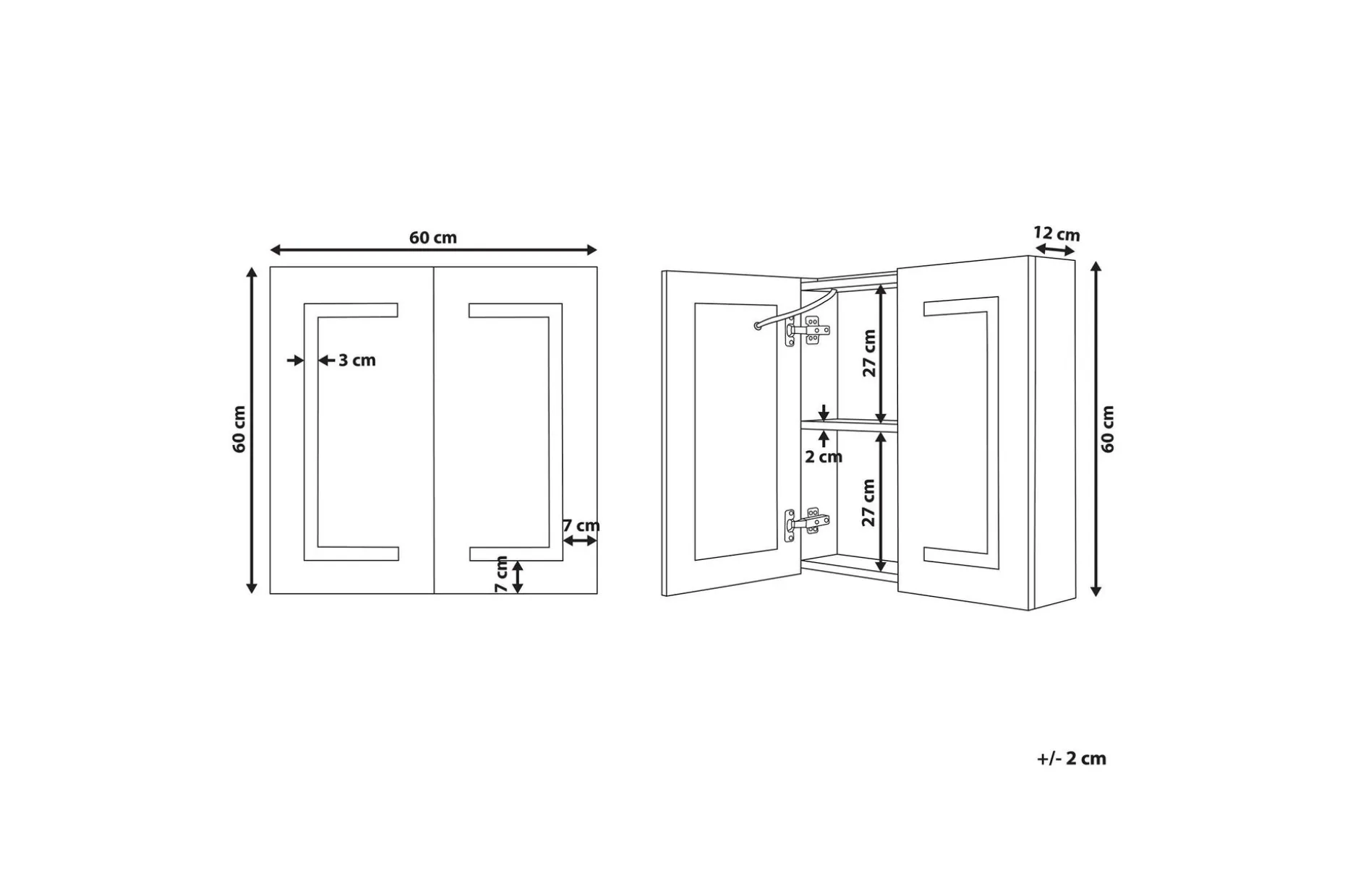 Mazarredo Skap til Badet 60 cm Speil med LED-belysning