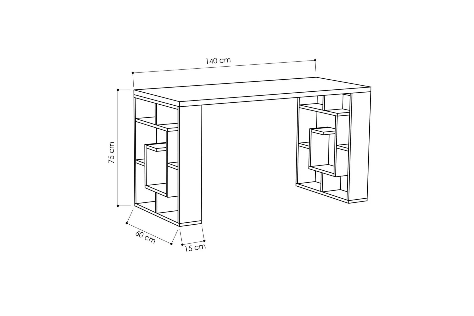Mazell Skrivebord 140 cm med Oppbevaring Hyller