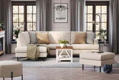Menard Compact 4-seters Venstrevendt L-formet Sjeselongsofa i Stoff