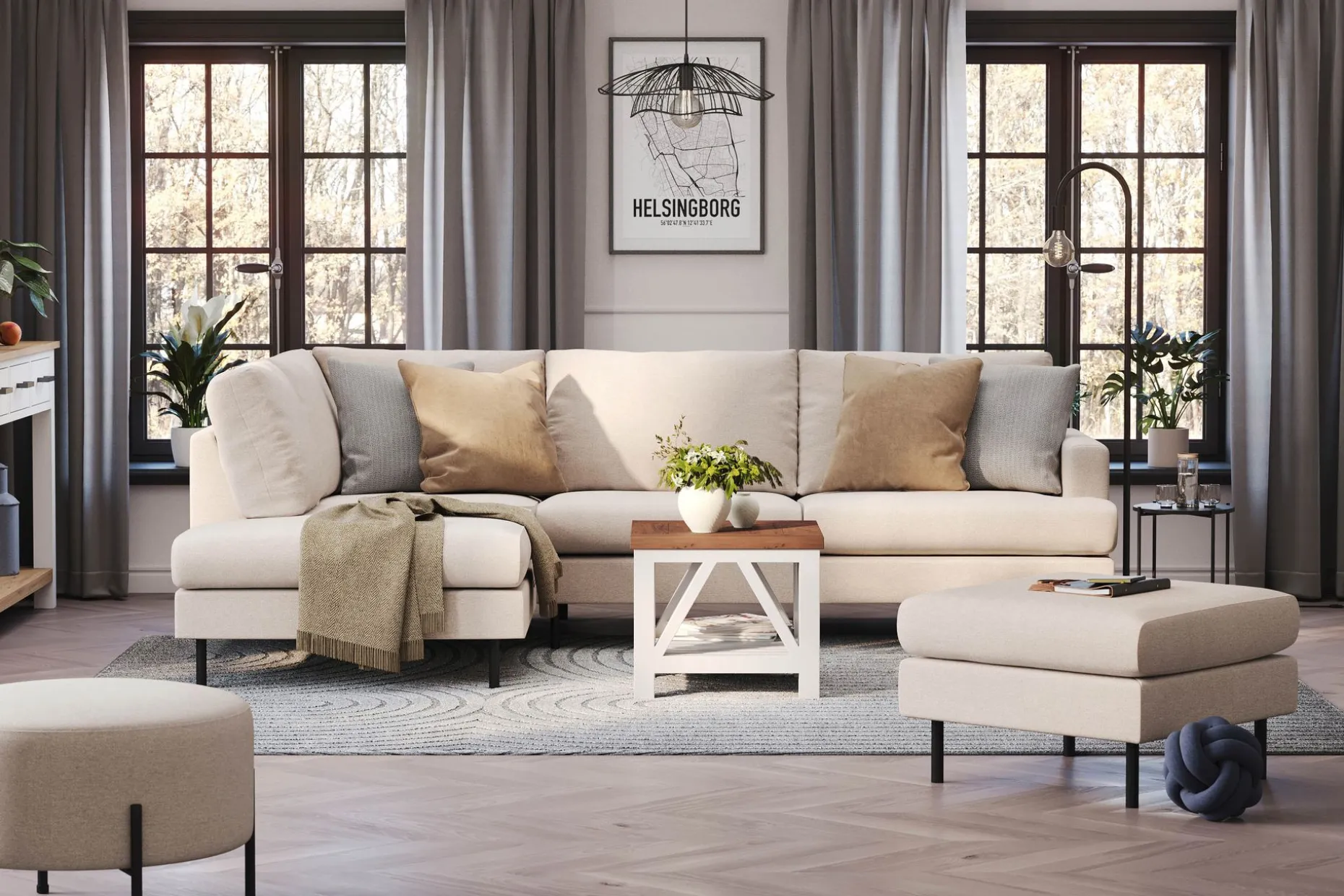 Menard Compact 4-seters Venstrevendt L-formet Sjeselongsofa i Stoff