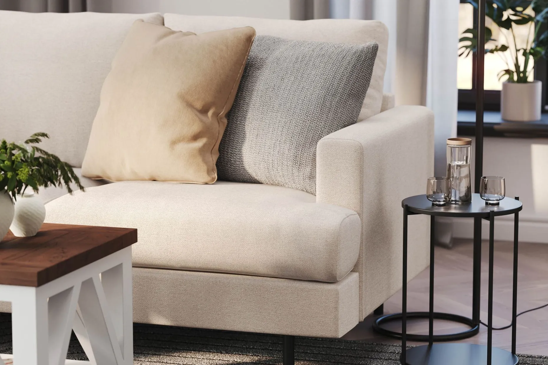 Menard Compact 3-seters Venstrevendt L-formet Divansofa i Stoff