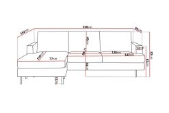 Menard Compact 3-seters Venstrevendt L-formet Divansofa i Stoff