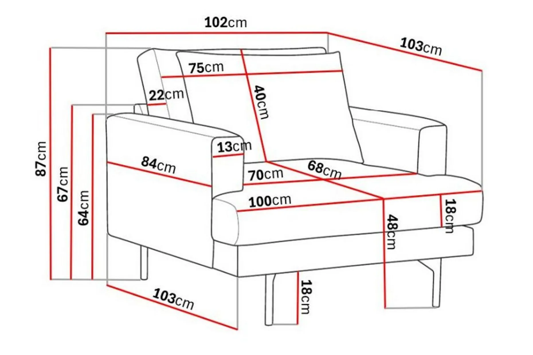 Menard Dyp Lenestol 97 cm bred