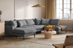Menard 4-seters Høyrevendt Stor U-formet Dyp Sofa med Divan og Sjeselong i Stoff