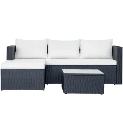 Mendoza l-formet 4-seters sofagruppe i kunstrotting for altan og terrasse