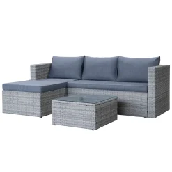Mendoza l-formet 4-seters sofagruppe i kunstrotting for altan og terrasse