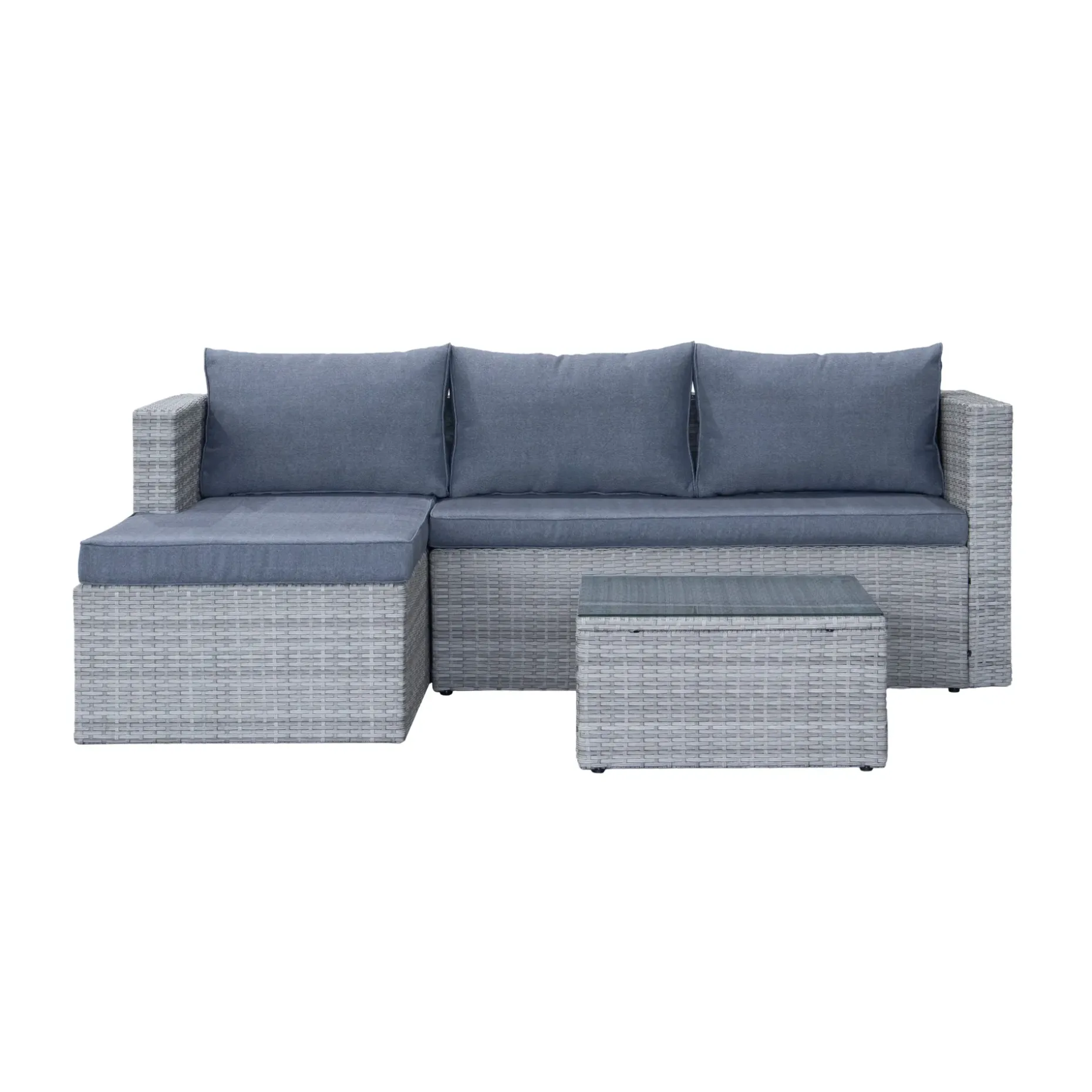 Mendoza l-formet 4-seters sofagruppe i kunstrotting for altan og terrasse