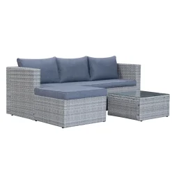 Mendoza l-formet 4-seters sofagruppe i kunstrotting for altan og terrasse