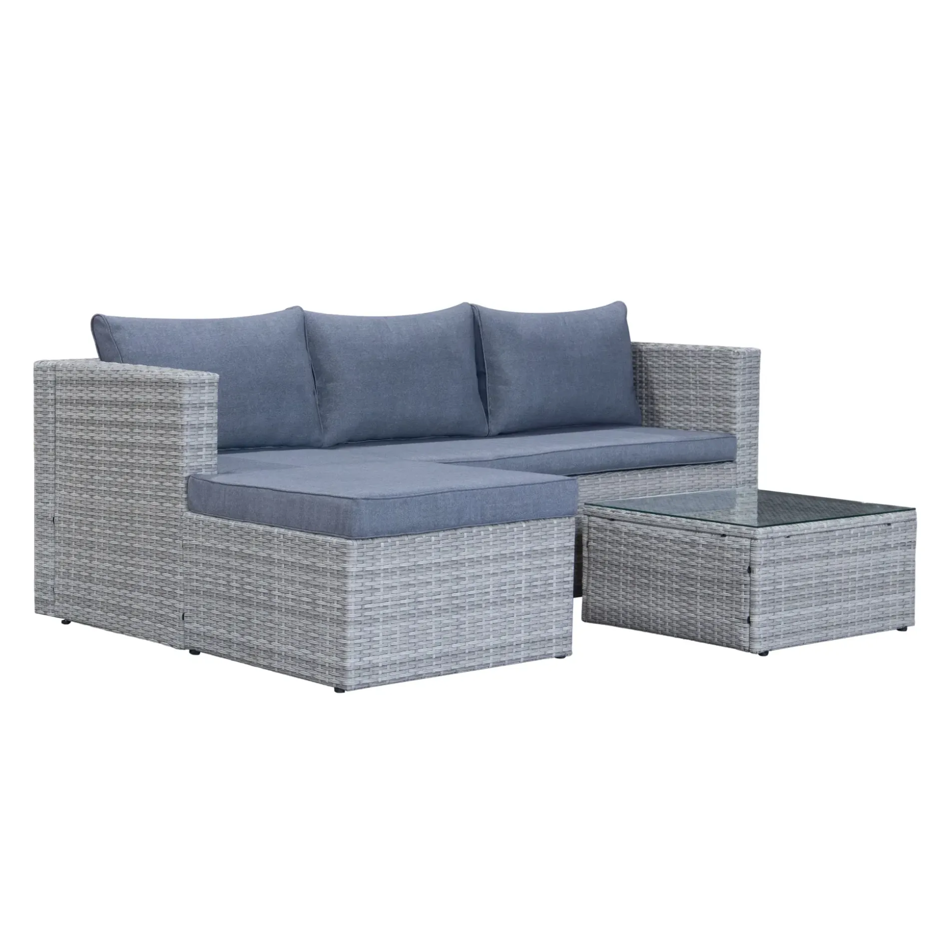 Mendoza l-formet 4-seters sofagruppe i kunstrotting for altan og terrasse