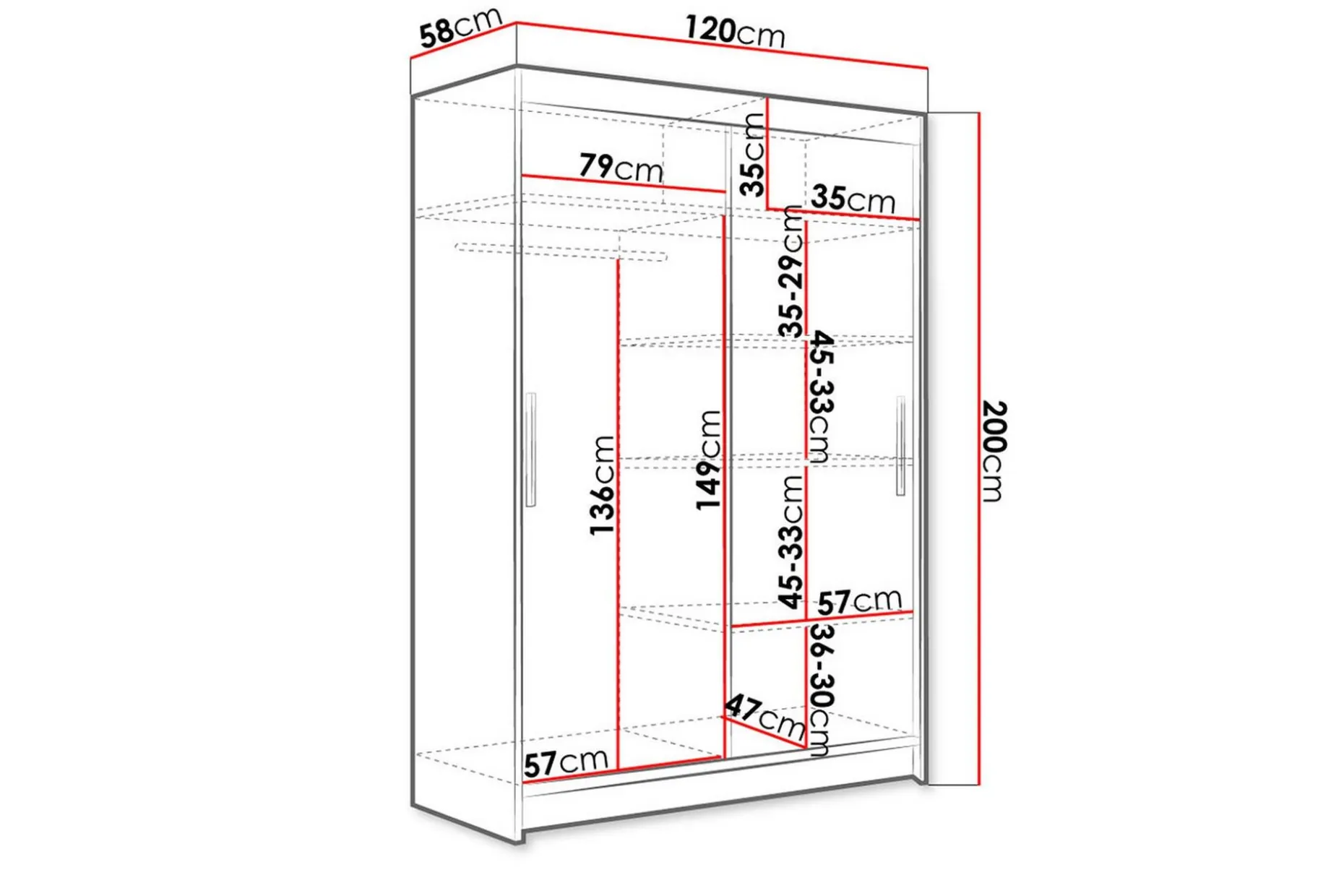 Miami Garderobe 120x58x200 cm