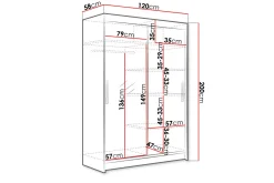 Miami Garderobe 120x58x200 cm